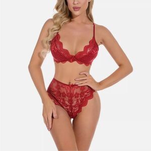 Sexy Lingerie for Women Lace Bra and Panty Set Strappy Babydoll Bodysuit